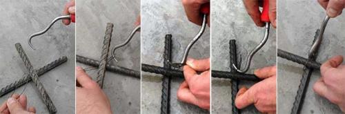 Как вязать арматуру автоматическим крючком. Как и чем правильно вязать арматуру для фундамента