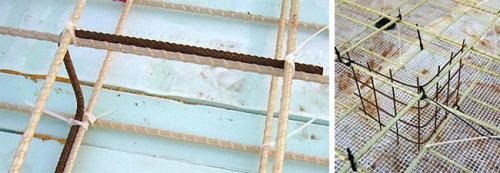 Каркас фундамента из стеклопластиковой арматуры. Гнутые элементы из стеклопластиковой арматуры