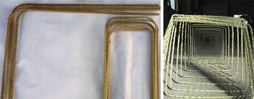 Каркас фундамента из стеклопластиковой арматуры. Гнутые элементы из стеклопластиковой арматуры